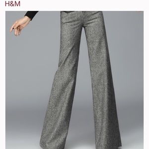 Charcoal H&M Wide Leg Trousers Wool Blend
